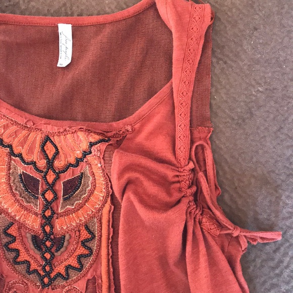 Free People beaded embellished tank open boho mesh - Picture 4 of 7